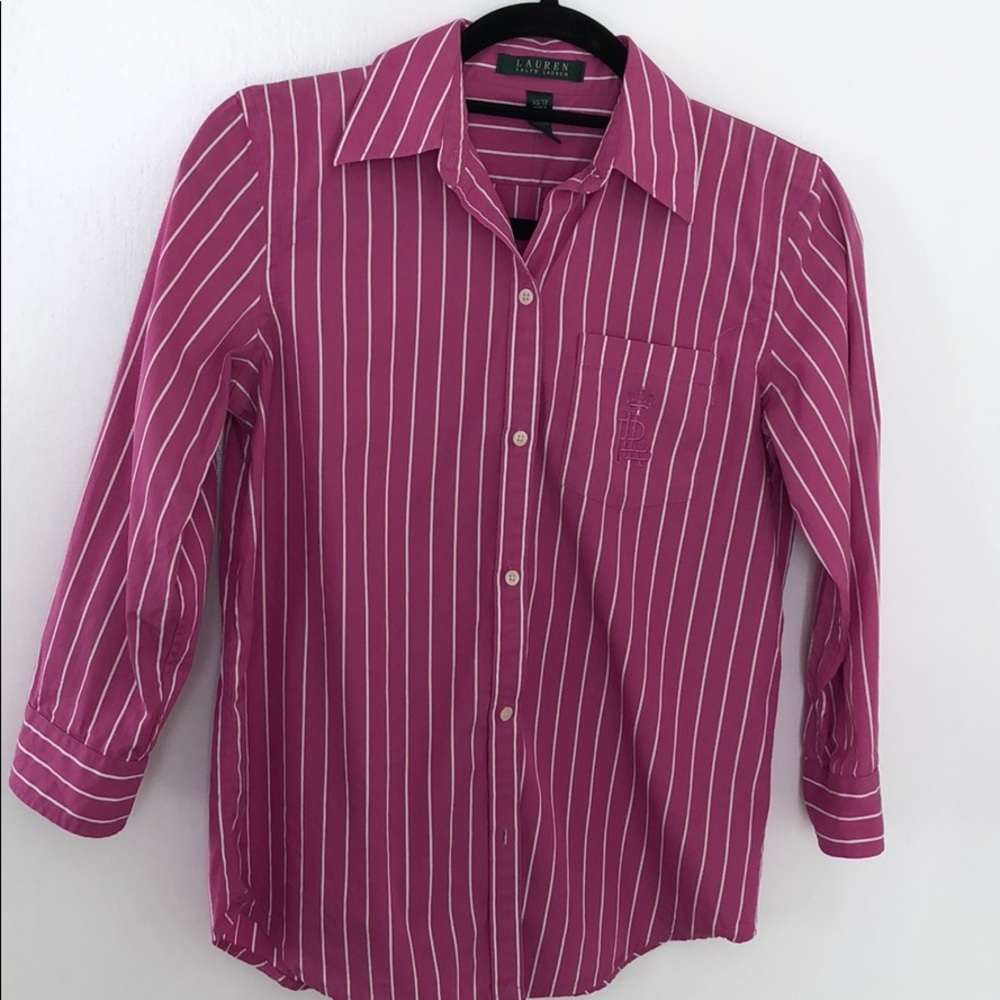 Ralph Lauren pink and white stripe button down